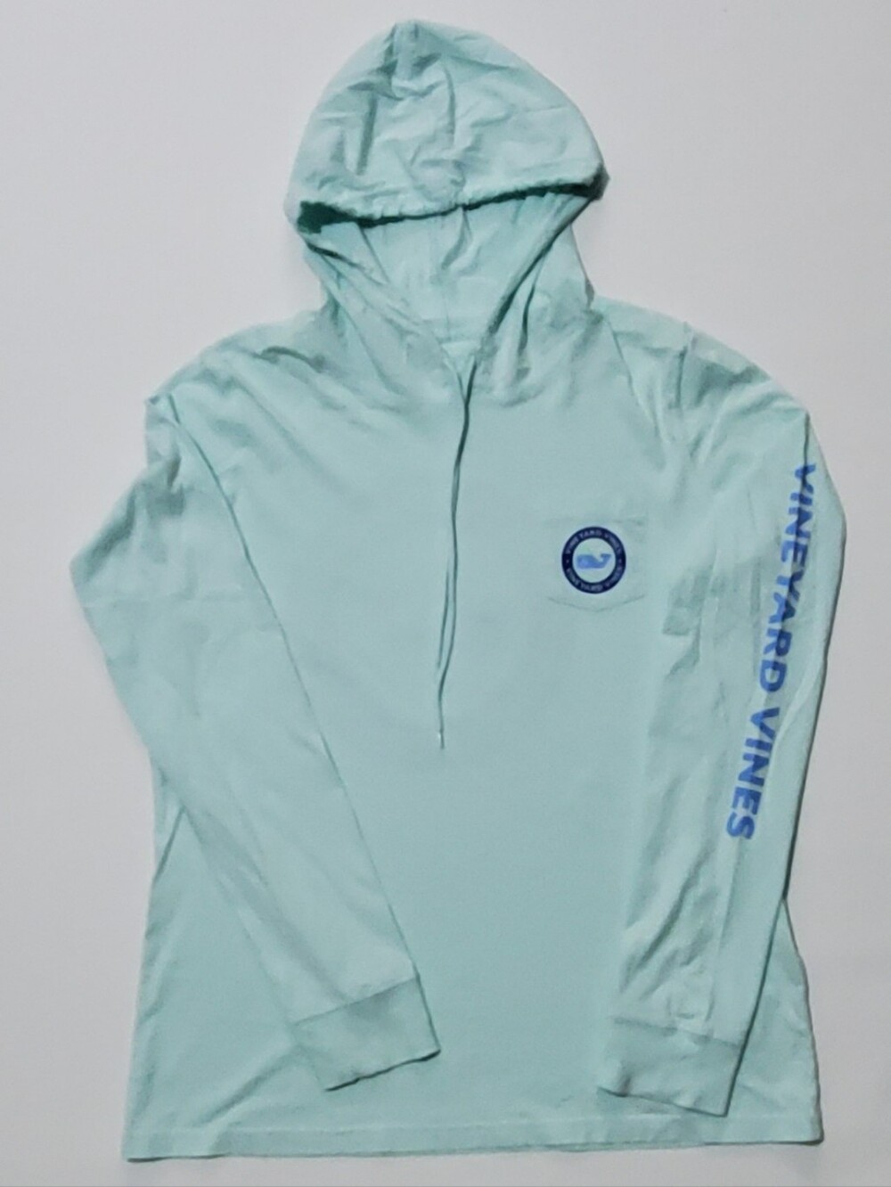 Vineyard Vines Mint Green Hooded Long Sleeve Tee with Sleeve Logo